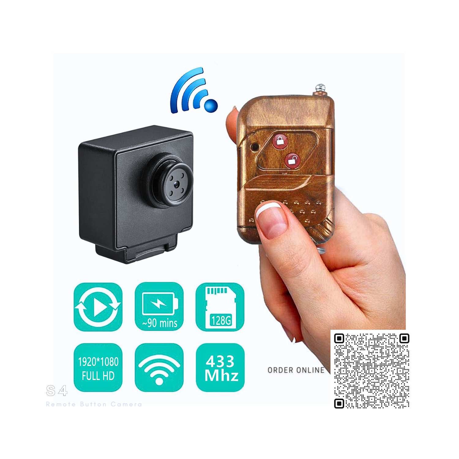 S4 FHD Remote Control Operated Button Spy Camera Recorder S4 FHD Remote Control Operated Button Spy Camera Recorder